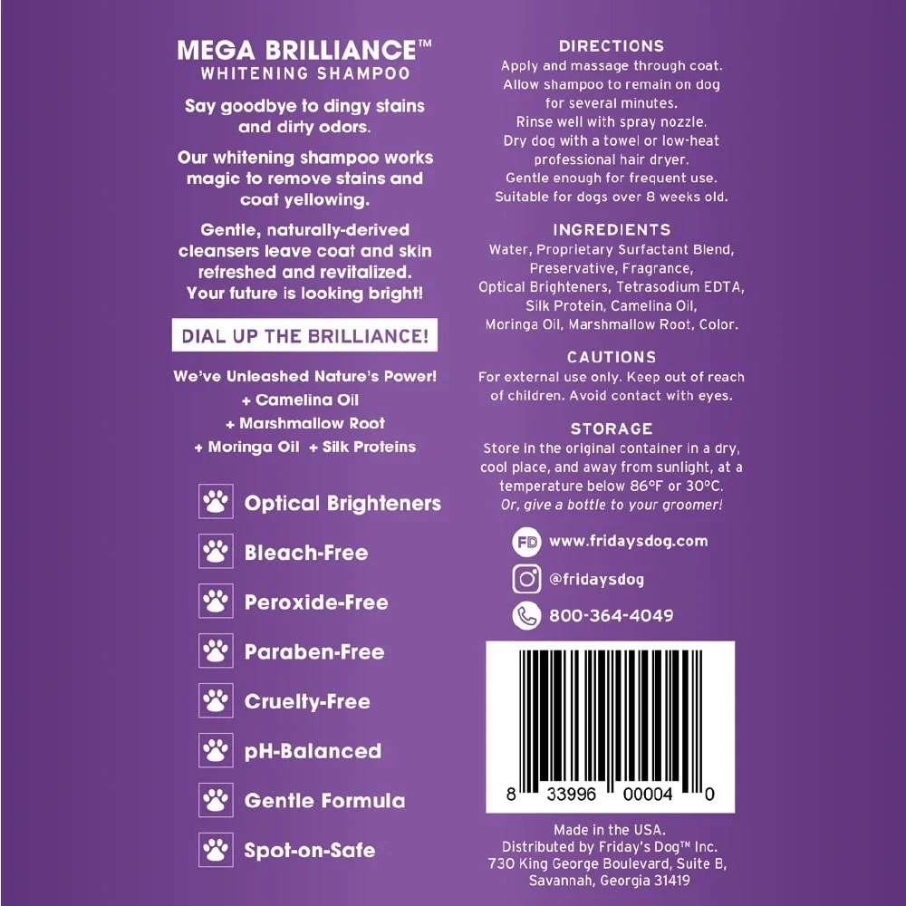 Friday’s Dog Mega Brilliance Fur Whitening & Brightening Dog Shampoo